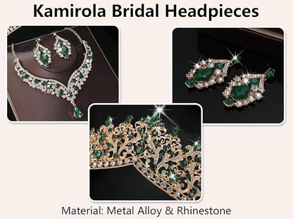 Kamirola Tiaras and Crowns for Women,Tiaras Earrings Necklace, Crystal Bridal Jewelry Set, Costume Party Halloween Prom Pageant Jewelry for Women TR80