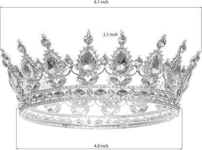 FORSEVEN Queen Crown Rhinestone Wedding Crowns and Tiaras for Women Costume Party Hair Accessories Princess Birthday Crown Crystal Bridal Crown Christmas Decorations Headband