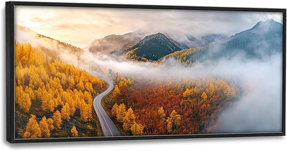 Mountain Large Wall Art Framed Wall Decor for Living Room, Mountains Forest Pictures Oversized Canvas Print Painting Modern Extra Large Framed Artwork for Bedroom Office Home Decor 60"x30"