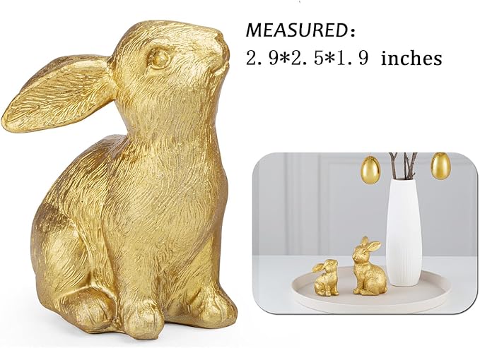 MAIBAOTA Golden Polyresin Bunny Decor Easter Decoration for Home Spring Decoration for Home Table Decor Rabbit Figurines