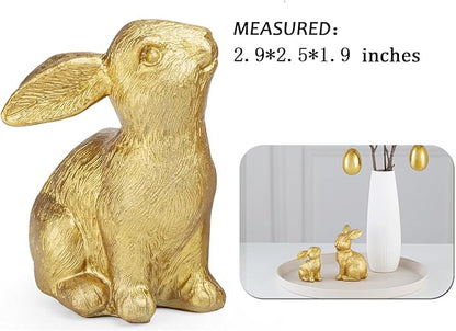 MAIBAOTA Golden Polyresin Bunny Decor Easter Decoration for Home Spring Decoration for Home Table Decor Rabbit Figurines