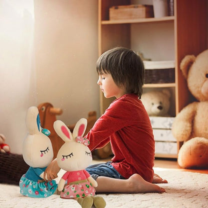Set of 2 Easter Bunny Plush for Kids, 18.3" Easter Stuffed Animal, Big Rabbit Toys Cute Birthday Gifts for Boy Girl, Pink & Blue