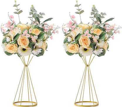 Sziqiqi Gold Centerpieces for Table Wedding Geometric Metal Flower Stands for Centerpiece Tables Metalllic Tall Risers for Tabletop Arrangement Reception 20in Centros de Mesa para Bodas
