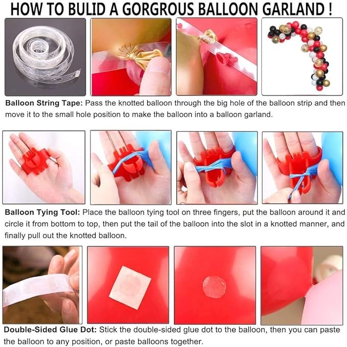 120Pcs Red Black White Silver Balloon Garland Kit for Wedding Bridal Shower Birthday Party Baby Shower Decoration…