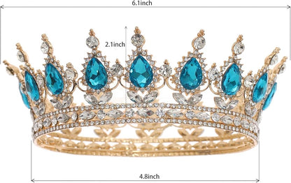 FORSEVEN Queen Crown Rhinestone Wedding Crowns and Tiaras for Women Costume Party Hair Accessories Princess Birthday Crown Crystal Bridal Crown Christmas Decorations Headband
