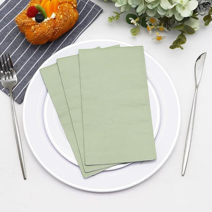 100 Pcs Sage Green Paper Napkins Disposable - Sage Green Guest Dinner Napkins for Bathroom Bridal Shower Wedding Birthday Anniversary Party