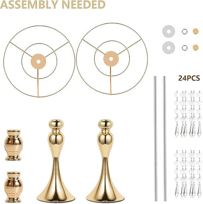 Wedding Centerpieces for Tables, 12.99in Metal Gold Vases for Centerpieces, 2PcsTall Crystal Flower Stand for Centerpiece Table Wedding Party Reception Home Decor