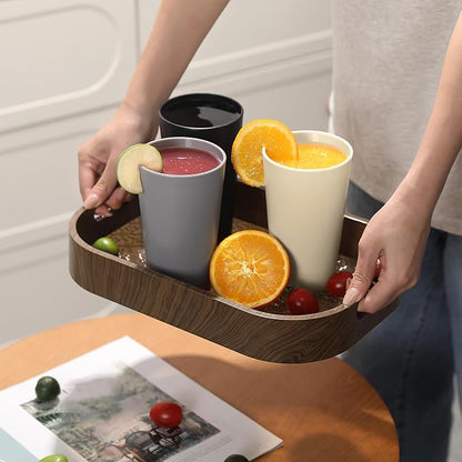 24 Pcs Unbreakable Plastic Cups Set, 12 Pcs 14 oz and 12 Pcs 20 oz Reusable Plastic Cups, Stackable Water Tumblers, Drinking Cup for Kitchen, BPA-free, Dishwasher and Microwave Safe, 6 Colors