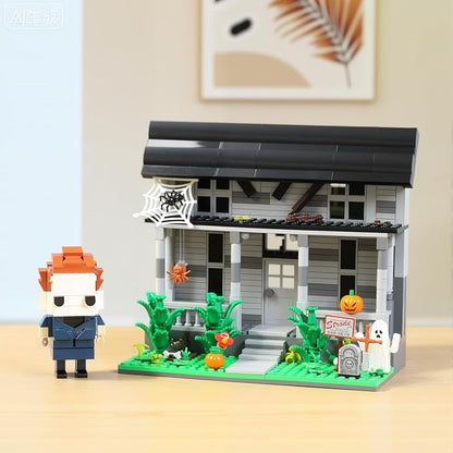 Halloween Movie Building Set – Horror House & Figure, Toy Building Blocks Compatible with Lego, Collectible Gift for Horror Fans & Adults, Creative DIY Display Toy