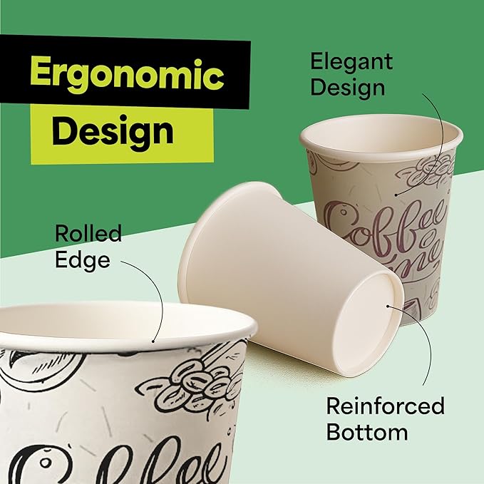 EconoHome 12 oz 500 Pack Disposable Coffee Paper Cups - Paper Cups for Hot and Cold Drinks, Tea, Water, and Juice