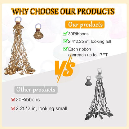 12 Pack Golden Streamer Poppers, No Mess Confetti Poppers，Party Poppers No Mess Streamers Easy to Clean Handheld Streamer Cannon，Ideal for Celebrations and Events