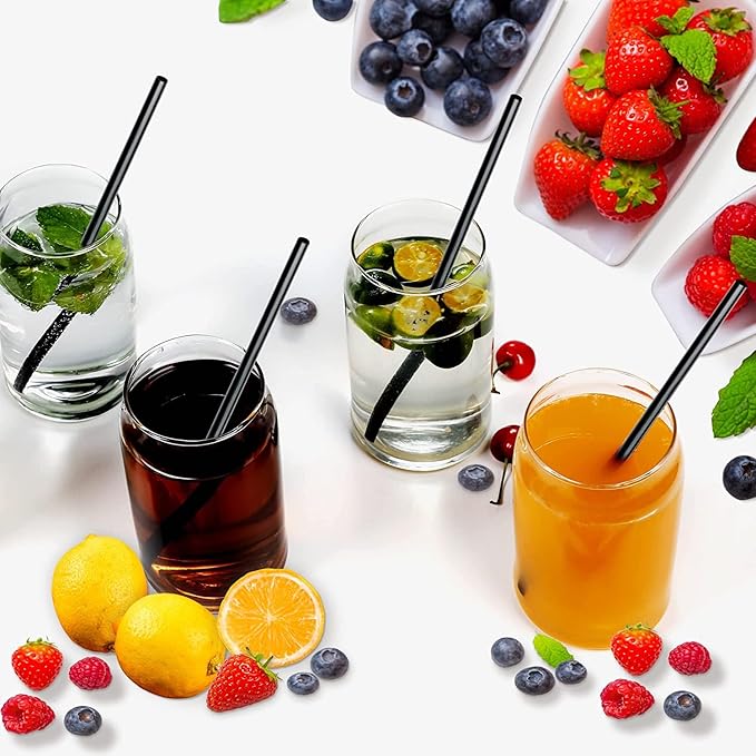 500Pcs Black Disposable Straws，8.27’’ Straight Flat Straw,0.16‘’ Diameter, For Kitchen,Bar,Club,Drinks, Milk, Soda, Party, Whiskey (500, 8.27'')