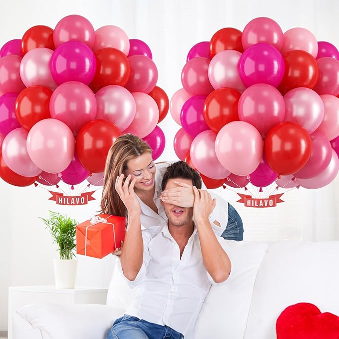Red Pink Balloons 60 Pcs 12 Inch Fuchsia Hot Pink Rose Red Balloon Neon Pink Magenta Strawberry Berry Helium Balloons for Girls Princess Wedding Valentine Baby Shower Birthday Party Decorations