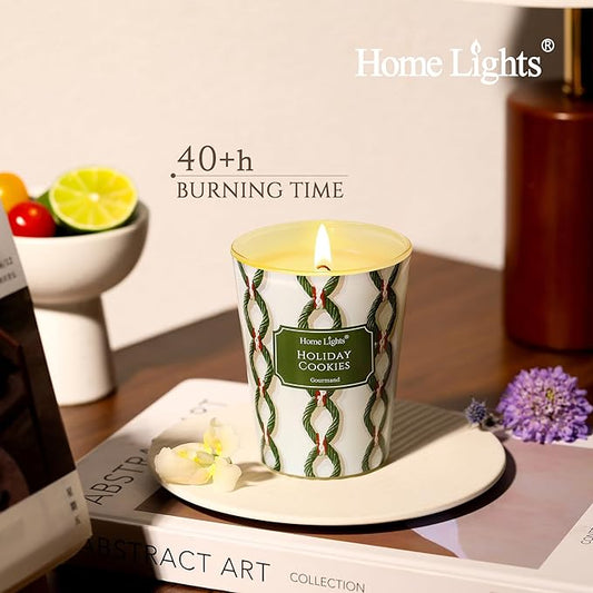 HomeLights 1-Wick Candles for Home Scented - 6.7oz Soy Wax Blend Candle Long-Lasting Fragrance, Rustic Modern Home Decor and Housewarming Gifts, Holiday Cookies