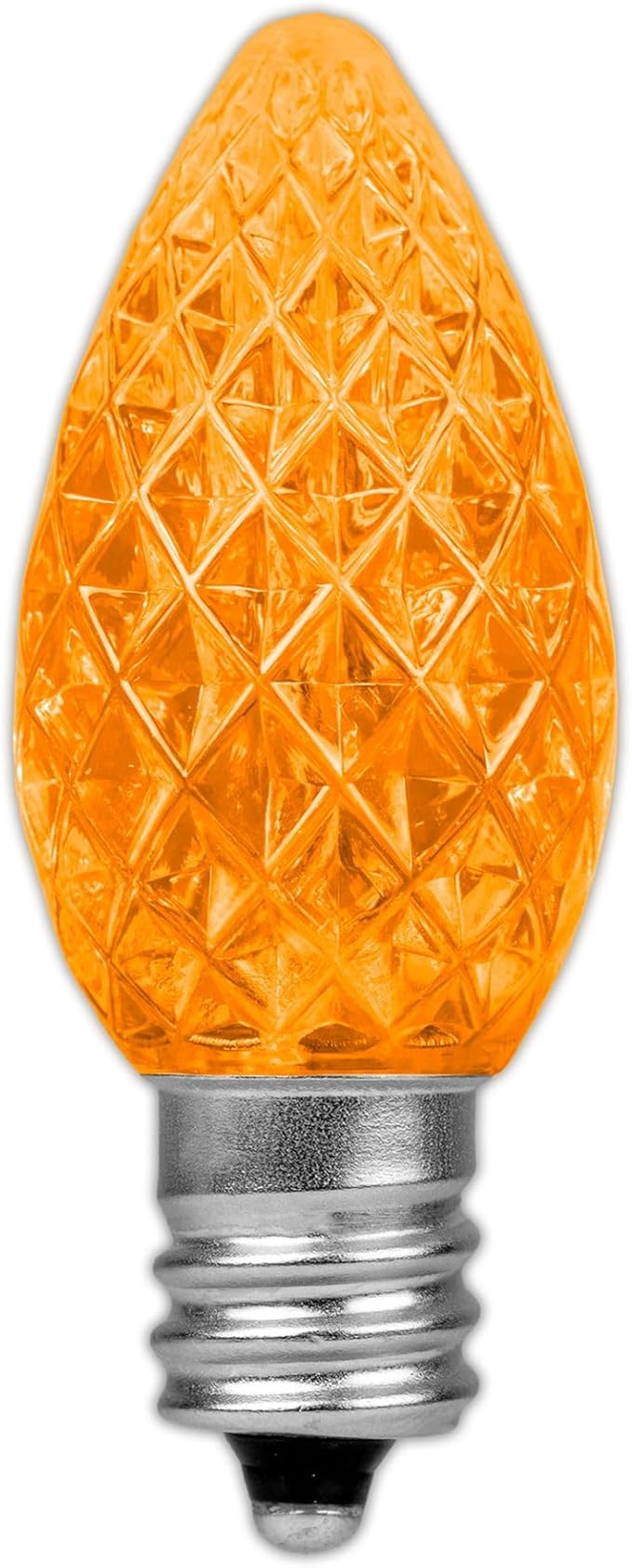 Novelty Lights 25pk Orange C7 LED Faceted Christmas Light Replacement Bulbs, Ultra Bright Dimmable Replacement Lamps for Indoor/Outdoor Light Strings