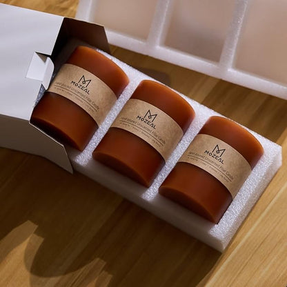 MOZEAL 3" x 6" Hand-Poured Unscented Candle, Dripless Pillar Candle Set of 3, Long Lasting Burning, Approx 120 Hours Burn Time, Rustic Country Style, for Autumn Gatherings, Fall Decor, Burnt Orange