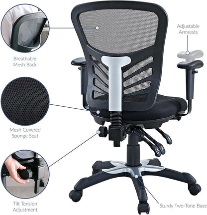 Modway EEI-757-BLK Articulate Ergonomic Mesh Office Chair in Black
