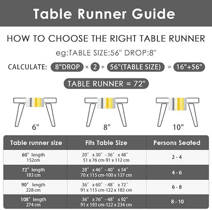 Emvency Yellow Abstract Table Runner, Modern Grey White Striped Dining Decor for Kitchen Coffee Table Family Dinners Holiday Parties Wedding Events Decor(13x72 inch)
