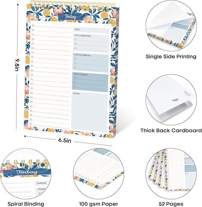 Taja To Do List Notepad - To Do List Notebook for Work with 52 Sheets, Undated Daily Planner Perfect for Daily Tasks and Goal Setting, Notepad Suitable for Office, Home & School - Citrus Grove