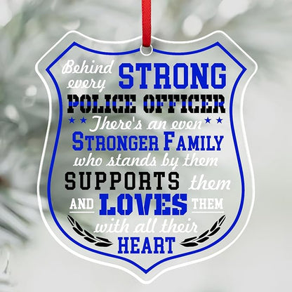 FLAGWIX Christmas Police Gifts for Men Women - Acrylic Christmas Ornaments 2025 for Tree Decorations - Police Ornaments for Tree, Inspirational Cop Gifts for Men Dad Grandpa