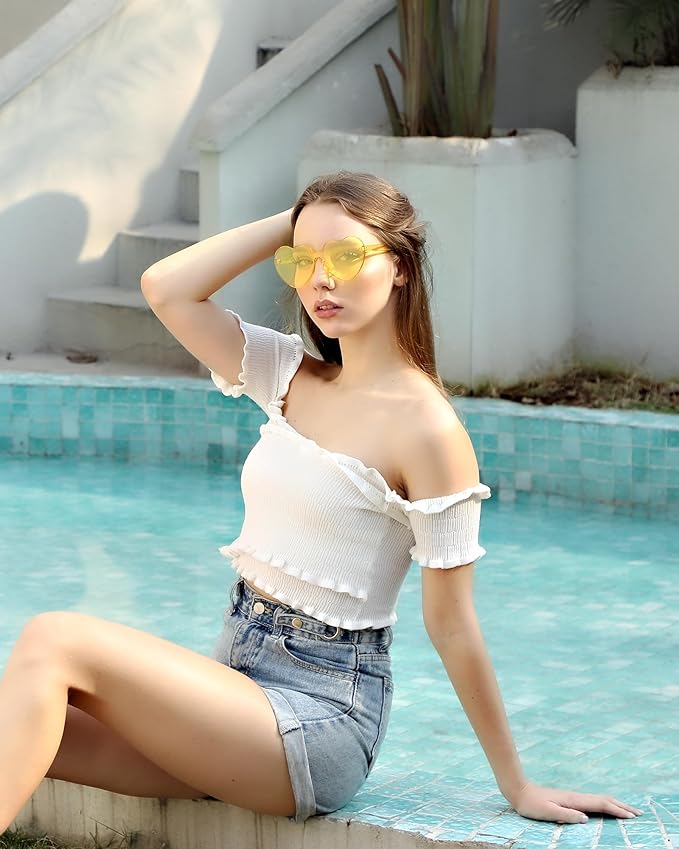 40 Pairs Heart Shaped Sunglasses Bulk, Colorful Rimless Fun Heart Sunglasses for Women Party Favors