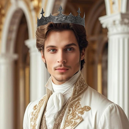 King Crowns Metal Hair Band for Men Gold Crowns and Tiara for Theme Birthday Party Costume Accessories
