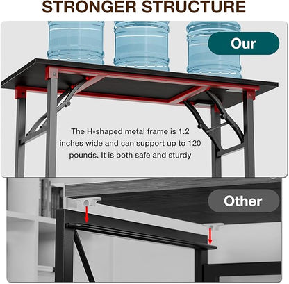 TEMI Small Computer Desk Folding Table - 43.3" Foldable Office Desk, No Assembly, Perfect for Small Spaces in Bedroom, or Apartment, Portable Mini Desk or Study Table Compact Design, Dark Oak