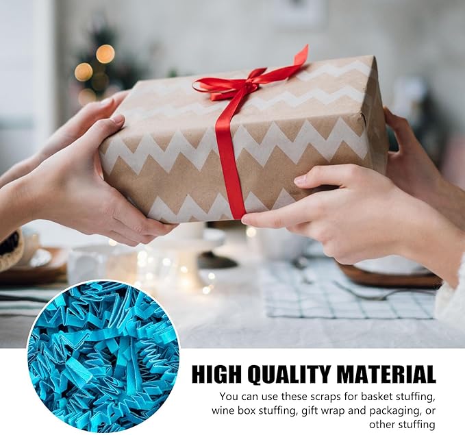ZEBMOON 1 LB Lake Blue Crinkle Cut Paper Shred Filler Great for Gift Wrapping, Basket Filling, Birthday, Wedding, Halloween, Thanksgiving, Christmas Day, New Year Party Decorations Filling Supplies