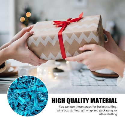 ZEBMOON 1 LB Lake Blue Crinkle Cut Paper Shred Filler Great for Gift Wrapping, Basket Filling, Birthday, Wedding, Halloween, Thanksgiving, Christmas Day, New Year Party Decorations Filling Supplies