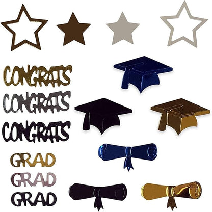 KatchOn, Congrats Grad Confetti 2025 - Pack of 1000 | Graduation Table Decorations 2025 | Grad Confetti Class of 2025,Navy Blue and Gold Graduation Decorations 2025