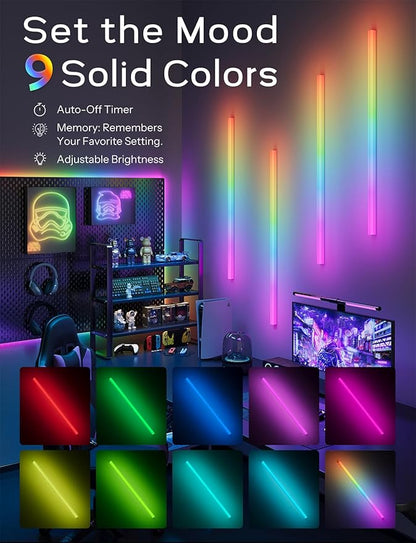 45.8 inch Wireless Wall Lights Color Changing LED Syncs to Music Remote Control, Battery Operated Wall Light Bar Wall Sconces Set of 2 for Bedroom Party Gaming Room