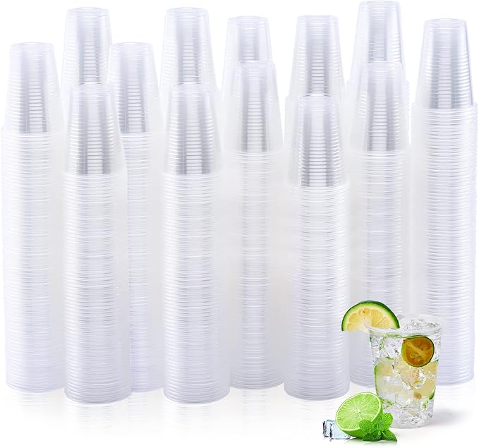 Turbo Bee 1000Pack 9 oz Clear Plastic Cups,Cold Party Drinking Plastic Cups Bulk for Birthday Parties, Picnics, Ceremonies, and Weddings