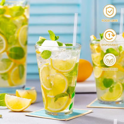 Hoolerry 1500 Pcs Plastic Straws Disposable Individually Wrapped Drinking Straight Long Straws, 0.24" Wide, for Hot and Cold Beverages (8 Inch)