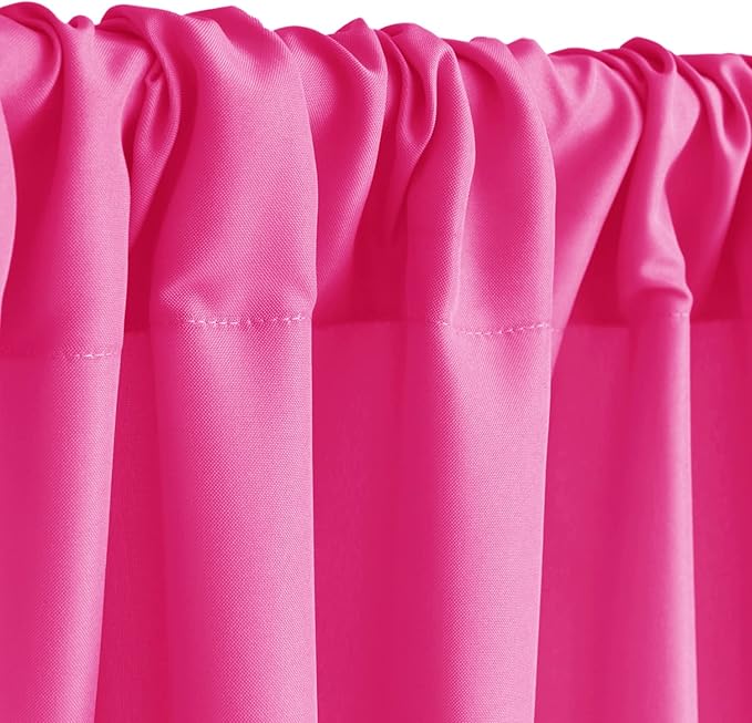 Hiasan Fuchsia Backdrop Curtains for Parties, Polyester Photography Backdrop Drapes for Family Gatherings, Wedding Decorations, 5ftx10ft, Set of 2 Panels