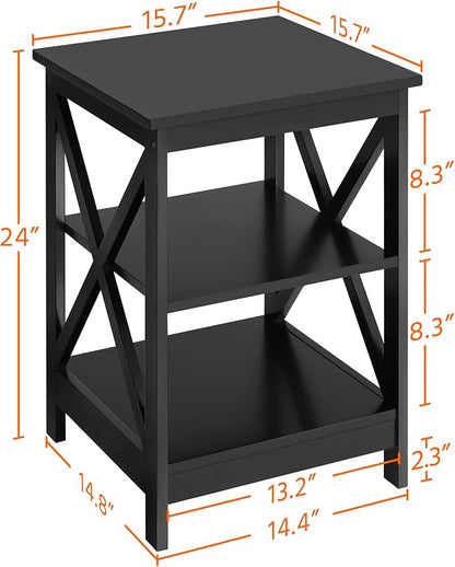 Yaheetech Modern Living Room 3 Pieces Table Sets, Lift Top Coffee Table and End Table Sets for Home and Office, Easy Assembly Accent Furniture with Hidden Compartment and Open Storage Shelf, Black