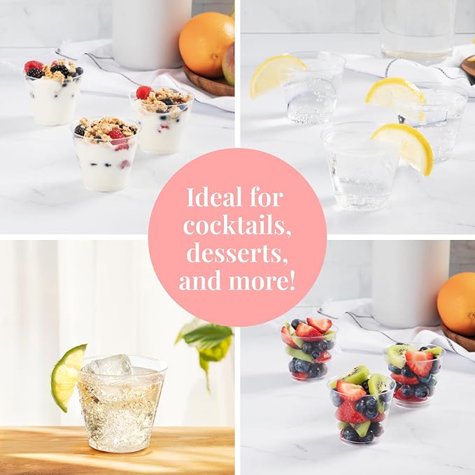 Prestee Pack of 400 Small Clear Plastic Cups - 5oz Disposable Cocktail Glasses - Stackable Plastic Party Tumblers for Serving Wine, Champagne, Punch, Soda, or Snacks