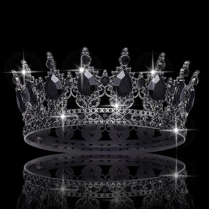 Queen Crown Rhinestone Wedding Crowns and Tiaras for Women Costume Party Hair Accessories Princess Birthday Crown Crystal Bridal Crown (Black & Crown)