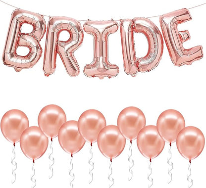 KatchOn, Bride Balloons Rose Gold Set - 16 Inch, Pack of 15 | Bachelorette Party Decorations | Rose Gold Bride Balloon | Bridal Shower Decorations, Bachelorette Balloons