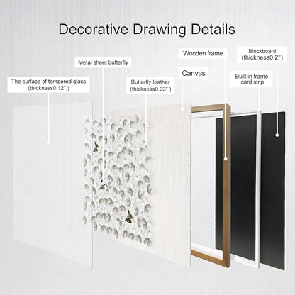 BrightA3D Textured wall decorations, leather and metal-tinged golden and white metal butterfly wall sculptures, large artworks, gradient colors, modern artworks, suitable for decoration in living rooms and bedrooms. 31.5"x31.5"