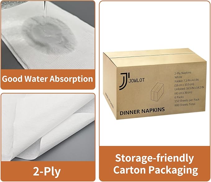 Disposable Napkins, 2-Ply 900 Count Paper Dinner Napkins, White Napkins Bulk for Wedding Party Bathroom and Everyday Use (16.5" X 14.2")