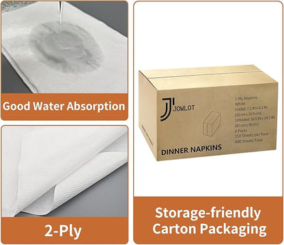 Disposable Napkins, 2-Ply 900 Count Paper Dinner Napkins, White Napkins Bulk for Wedding Party Bathroom and Everyday Use (16.5" X 14.2")
