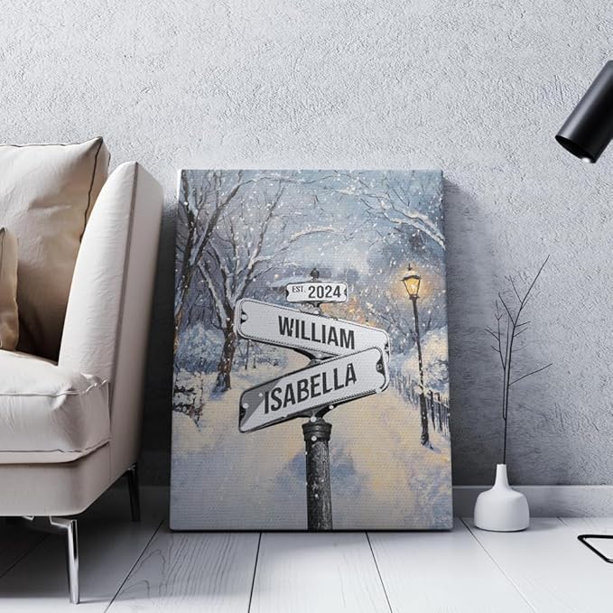 GABITA Personalized Crossroads Street Sign Wall Art for Couples, Anniversary Canvas for Couple, Gift for Valentines Day, Girlfriend Boyfriends Gifts, Custom Poster for Wife and Husband 5