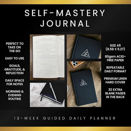 Self-Mastery Journal for Men - Gratitude Journals – 5 Minute Journal - Reflection Manifestation Journals for Mindfulness – Self Care Journal – Goal / Guided Gratitude Journal for Women & Men