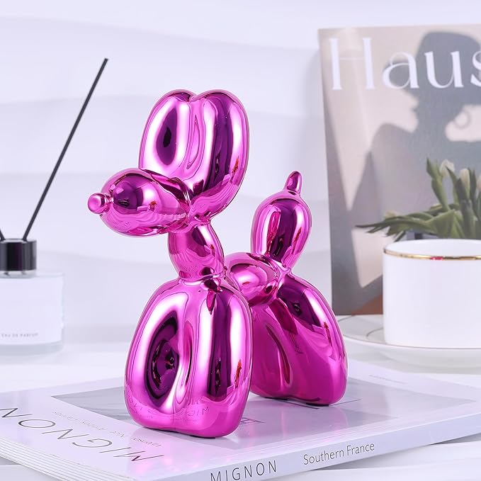 Red Balloon Dog Decor, Animal Shelf Decor, Preppy Room Cute Statue, Bedroom Modern Sculpture Desk, Office Gold Decorations Small Figurines