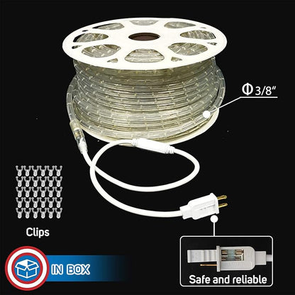 Russell Decor 200ft/60m Led Rope Lights Lamps Kit Indoor Outdoor Decorative Lighting for Party Wedding Trees Backyard Patio Deck Bright Flexible String Tube Lights Waterproof- Warm White