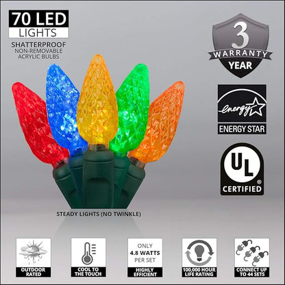 Wintergreen Lighting 70 C6 LED String Christmas Lights (Multicolor)