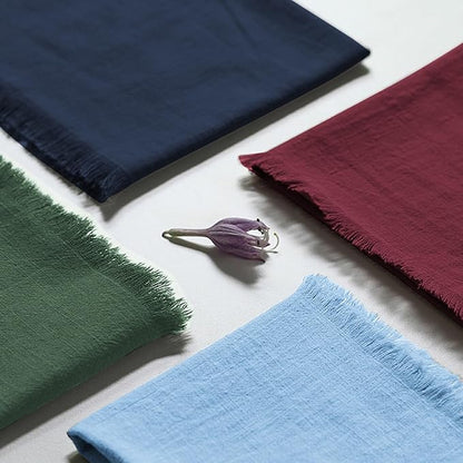 Handmade Cloth Napkins 100% Cotton Napkins with Fringe，Delicate Handmade Cloth Napkins for Dinners, Parties, Weddings and More，18 x 18 Inch Set of 4 - Blue