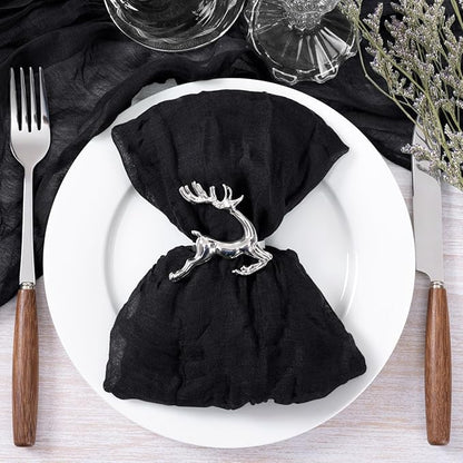 Socomi Black Cheesecloth Napkins Fall Thanksgiving Cheese Cloths Gauze Set of 10 Boho Washable Dinner Table Napkins for Wedding Party Baby Shower Birthday Party Decor