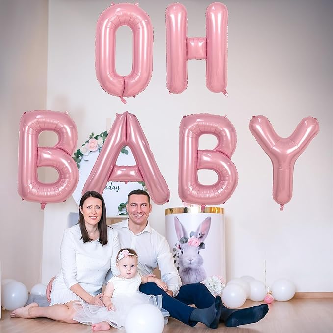 40 Inch Pearl Pink Large Letter Balloons - A to Z, Self Inflating Pink Foil Alphabet O Mylar Balloons for Girls' Birthday Party & Anniversary Decorations