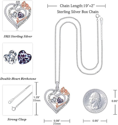 Iefil Christmas Gifts for Wife Women - 925 Sterling Silver Double Birthstone Necklace, Anniversary Birthday Gifts for Women, Jewelry Gift for Wife Girlfriend Mom Her